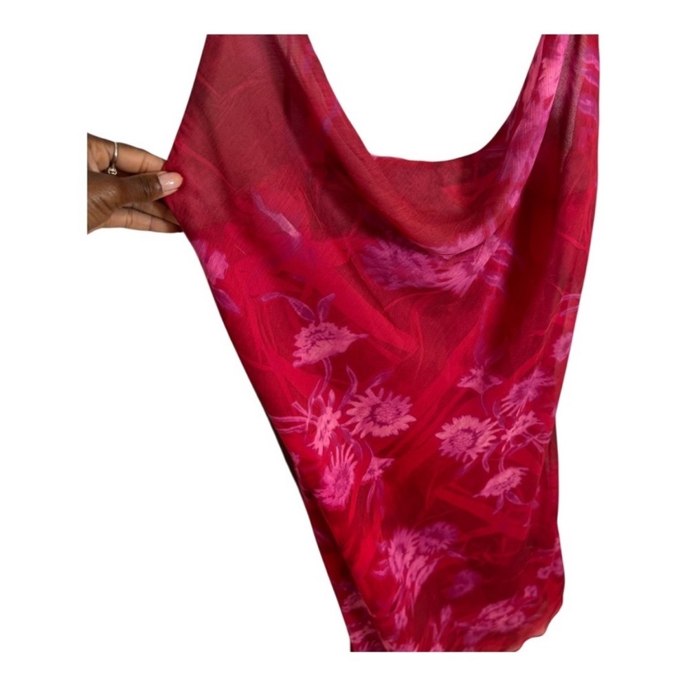 TOPSHOP Red Floral Print Cowl Neck Slip Maxi Dress UK 18 US 14 - Picture 5 of 6